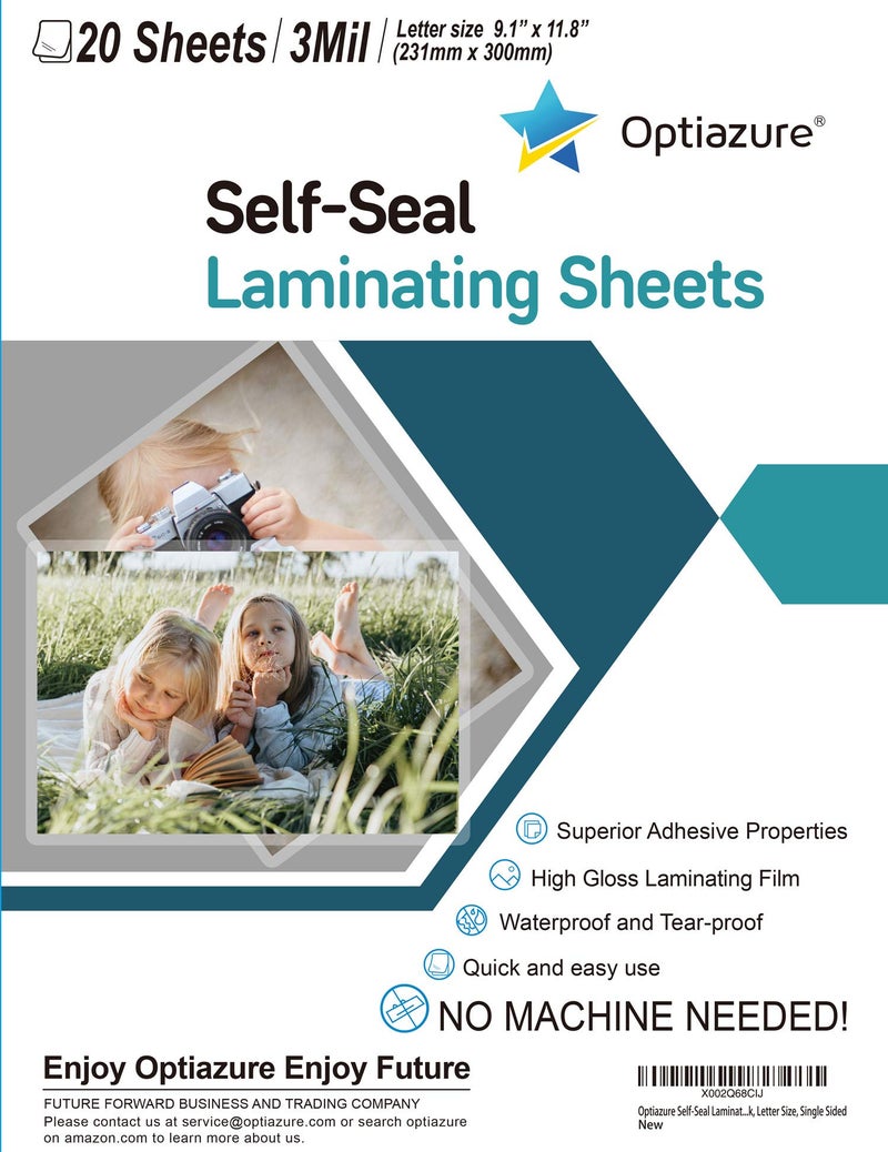 Optiazure Self-Seal Laminating Sheets 9.1""X11.8"" Inches, 3Mil 20Pack, Letter Size, Single Sided - Image 4